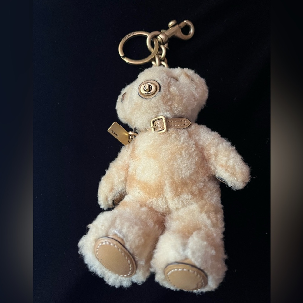 Coach RARE Shearling Teddy Bear Keychain - Picture 2 of 9